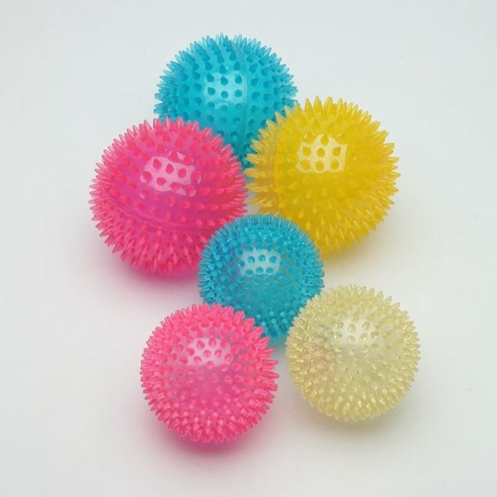 TPR Spiky Rubber Ball Cotton Chew Plastic Squeaky Dog Balls Bite Toy