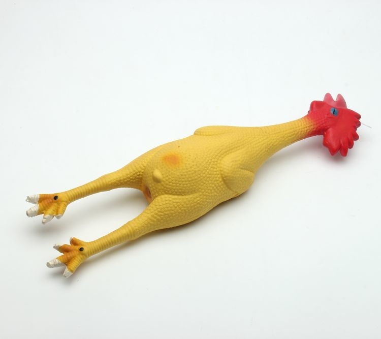 Yellow Interactive Noise Making Rubber Chicken Dog Toy ODM Service