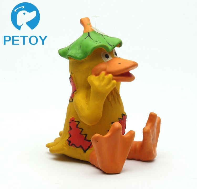 Fashionable Funny Squeaky Rubber Duck Dog Toy Customized Color Unique Design