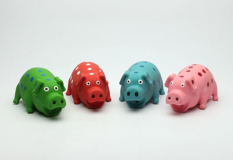 Customized color soft latex toys for dogs latex pig toy supplier
