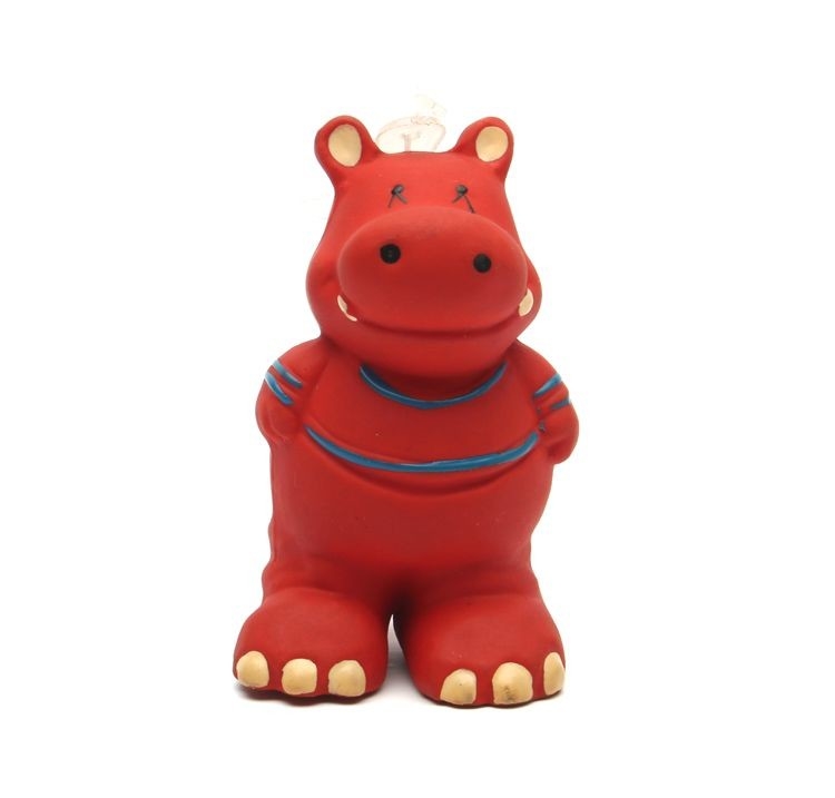 Eye Catching Latex Durable Squeaky Toys For Pit Bulls Red Hippo  Shape
