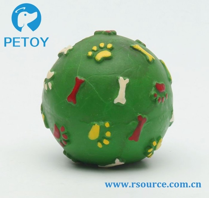 Bone and paw printing Latex squeaky dog ball toy