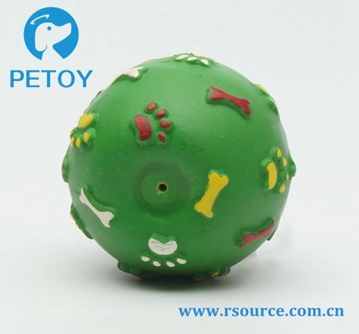 Bone and paw printing Latex squeaky dog ball toy