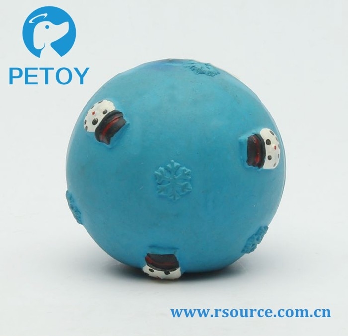 Latex blue Christmas squeaky dog ball toy
