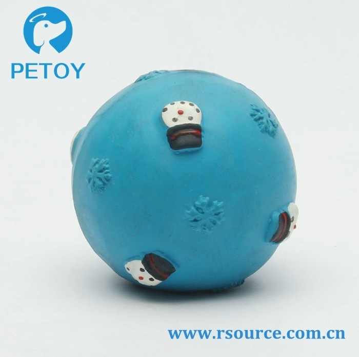 Latex blue Christmas squeaky dog ball toy
