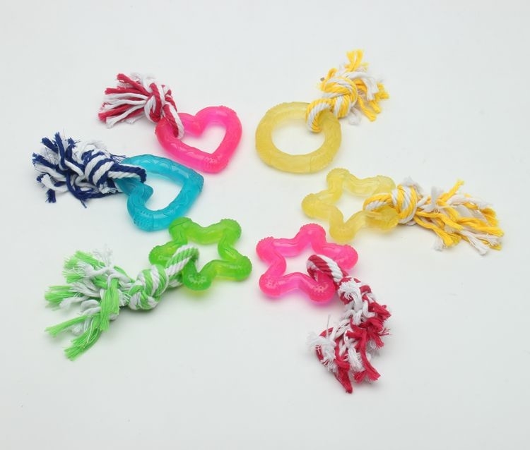 Eco - Friendly Cute TPR Dog Toy For Bulldogs Heart Star Round Shape