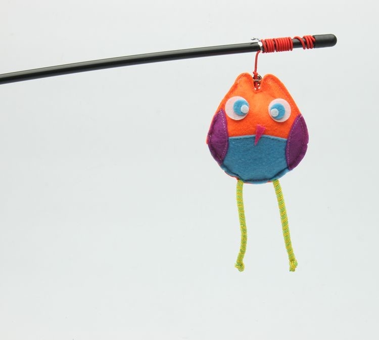 Customized Cute Bird On A Stick Cat Toy Cat Teaser Stick Toy Cotton Material